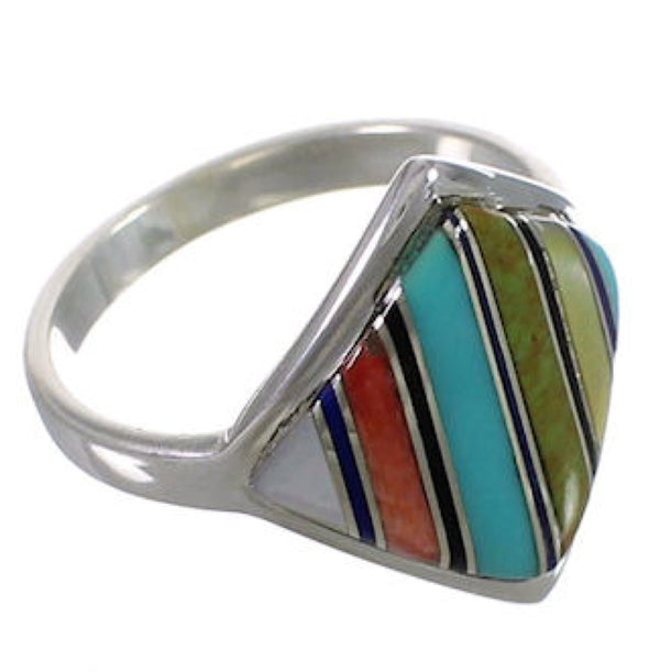 Multicolor Inlay Genuine Sterling Silver Ring Size 5-1/4 UX34342